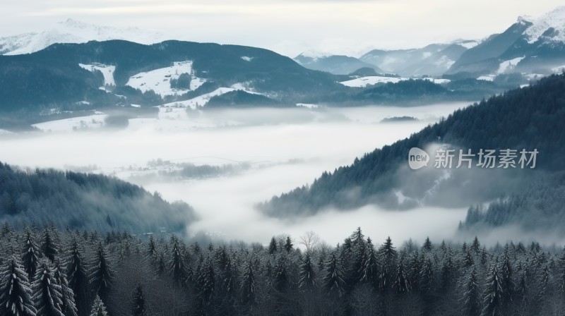 冬季唯美雪景雪山海报背景配图高清摄影图