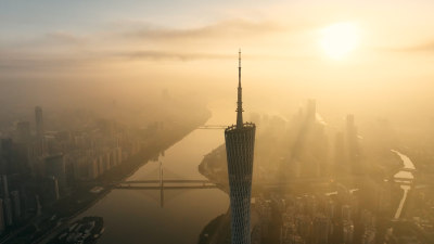 广州航拍广州塔城市地标建筑风光广东宣传片