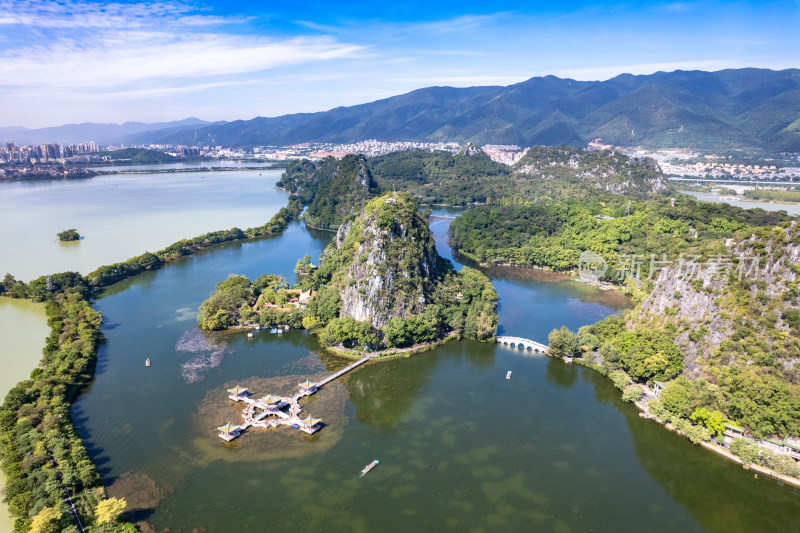 广东肇庆七星岩5A景区航拍图