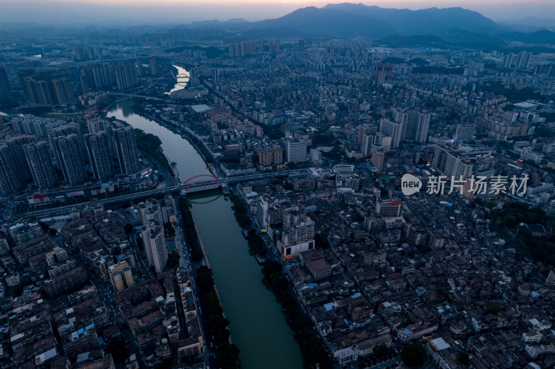 广东江门城市夕阳晚霞航拍摄影图