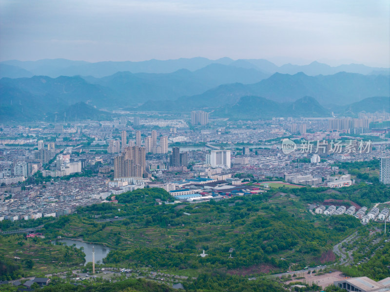 航拍浙江省台州市天台县城市风光