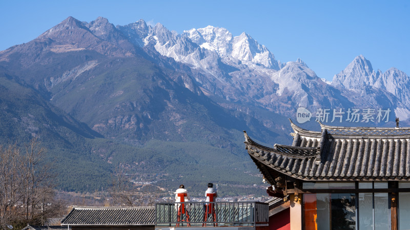 春节期间云南丽江白沙古镇综合场景