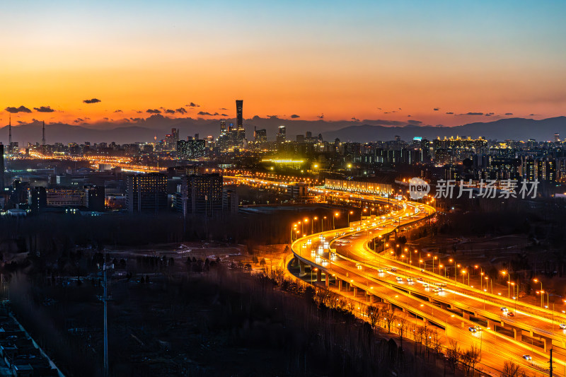 城市北京全景夜景城市中心繁荣经济