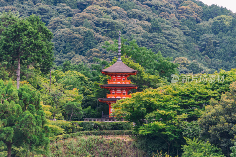 日本京都著名旅游景点音羽山清水寺风光