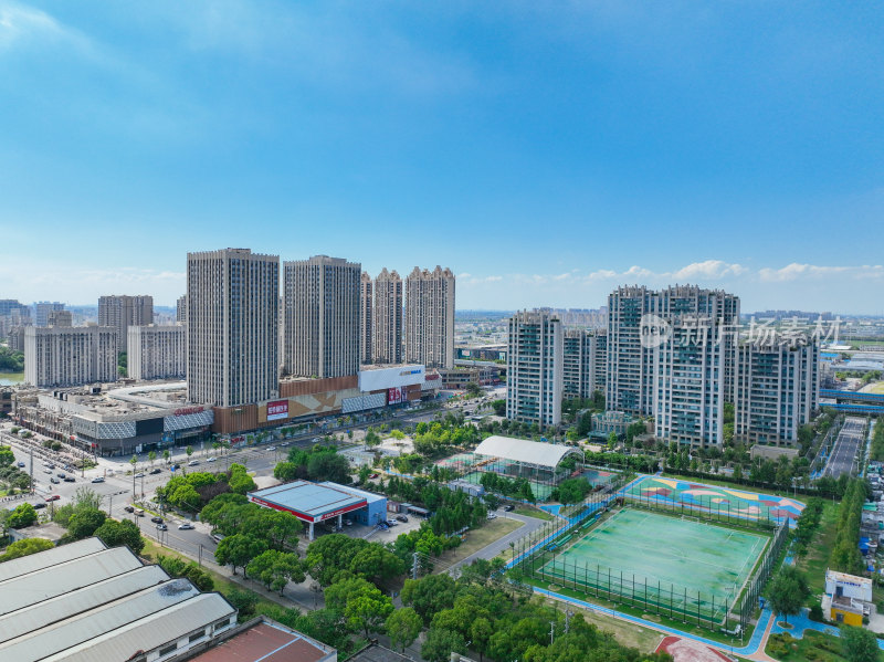 航拍昆山城市乡村建筑风光大景