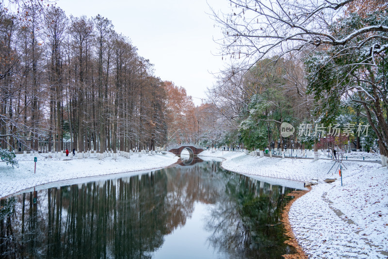 武汉冬天解放公园雪景