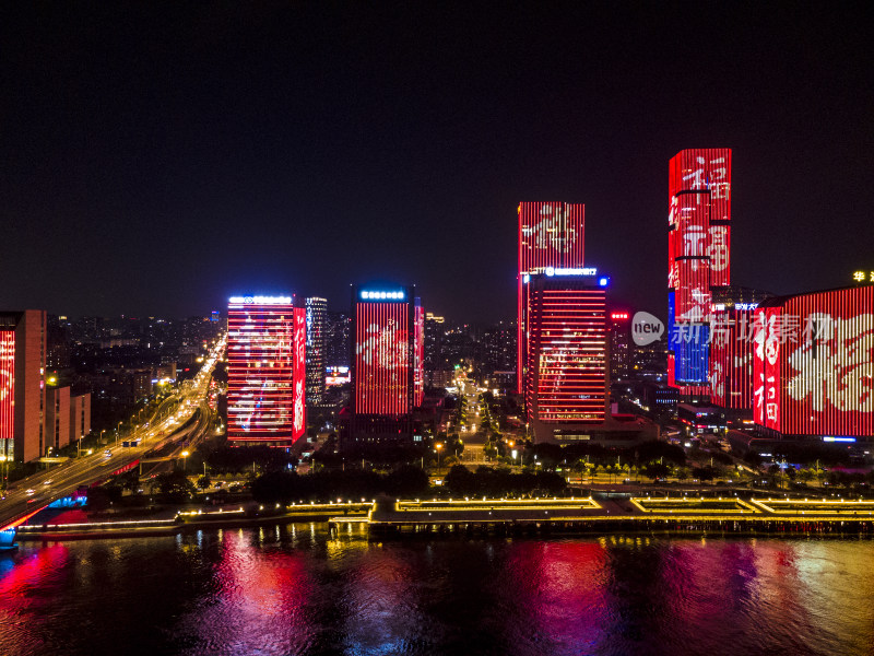 福建福州城市夜景灯光航拍摄影图