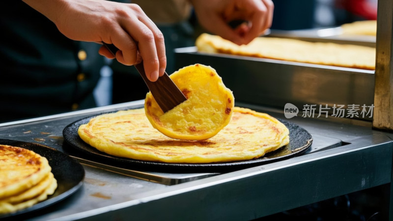 街头摊煎饼制作过程