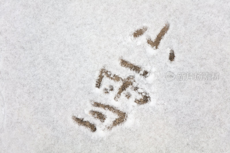 雪地上用汉字写成的小雪