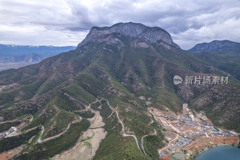 云南丽江泸沽湖摩梭族美景高空航拍