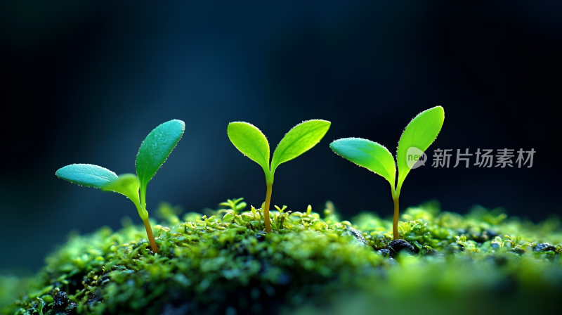 春天春季土壤中种子发芽生长成小芽嫩芽幼芽