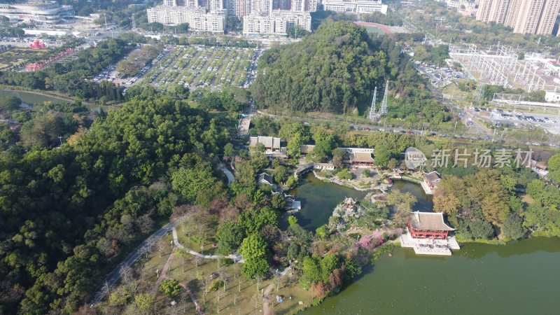 航拍广东省佛山市顺德区顺峰山公园