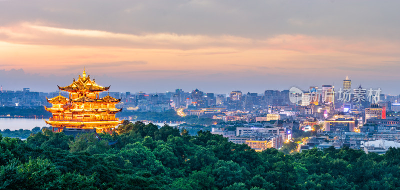 浙江杭州夜景风光