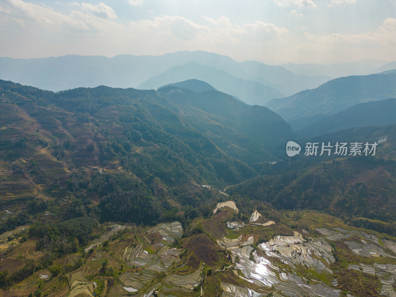 航拍红河州元阳梯田自然风光