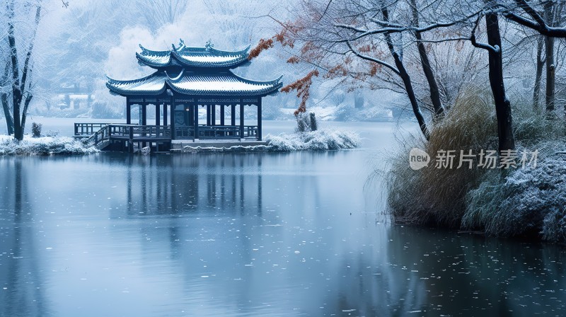 冬季唯美雪景海报背景配图高清摄影图