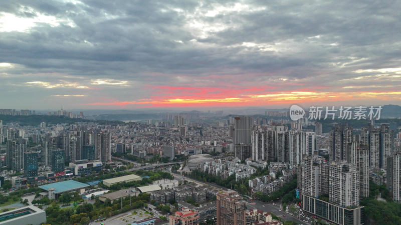 航拍四川泸州城市建设泸州清晨风光摄影图