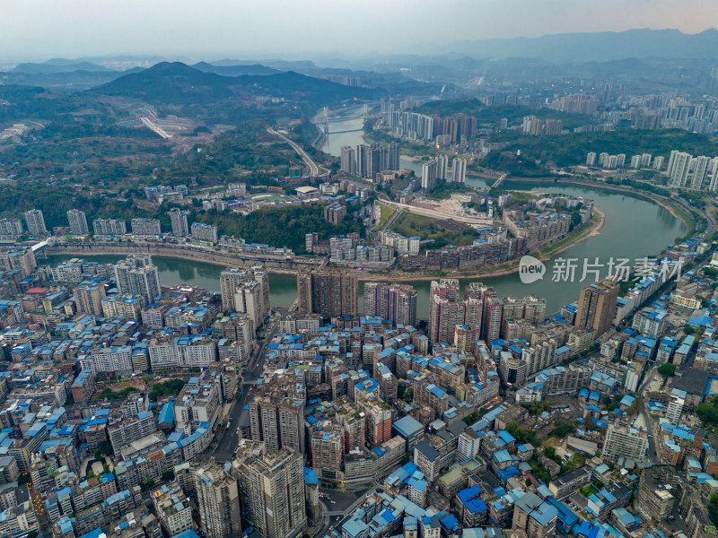 达州通川区城市建设航拍图