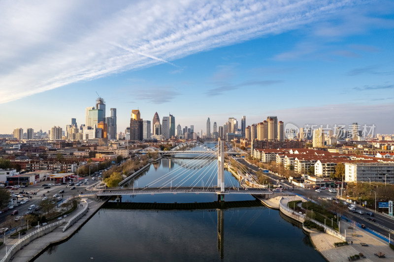 天津海河风景线小白楼CBD城市风光航拍