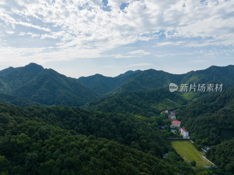 航拍杭州西湖群山与居民区