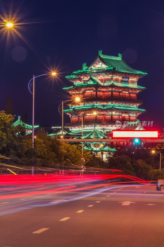 江西南昌滕王阁夜景城市风光