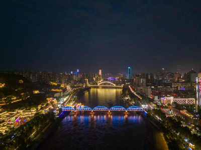 甘肃兰州中山桥夜景