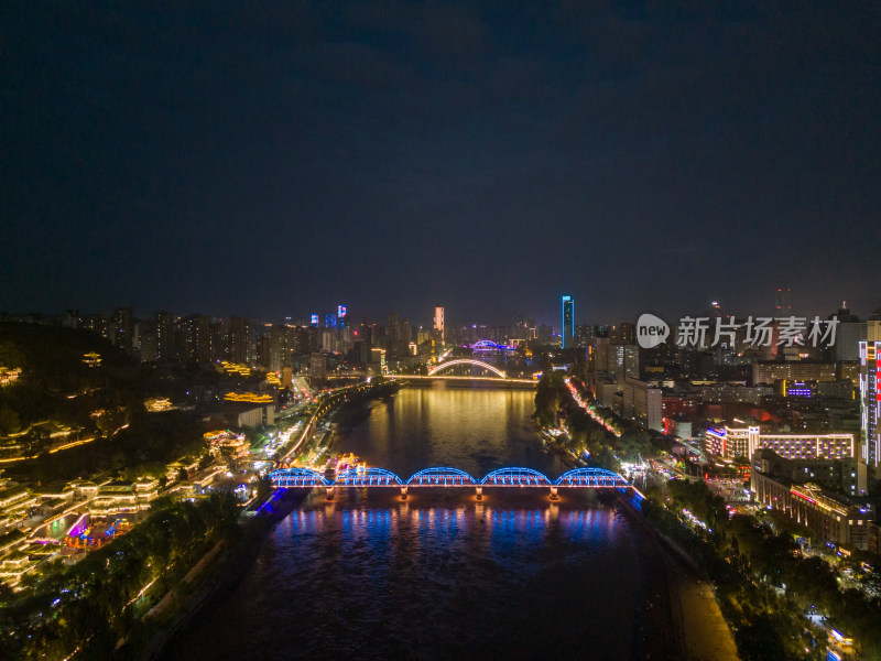 甘肃兰州中山桥夜景