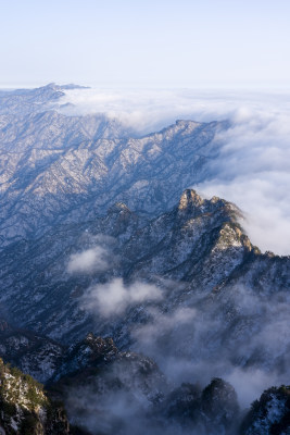 山脉大雪云海航拍辽阔高远壮观背景自然风景