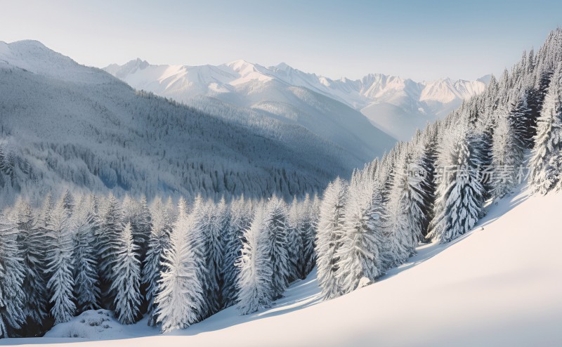 冬季森林白雪覆盖风景