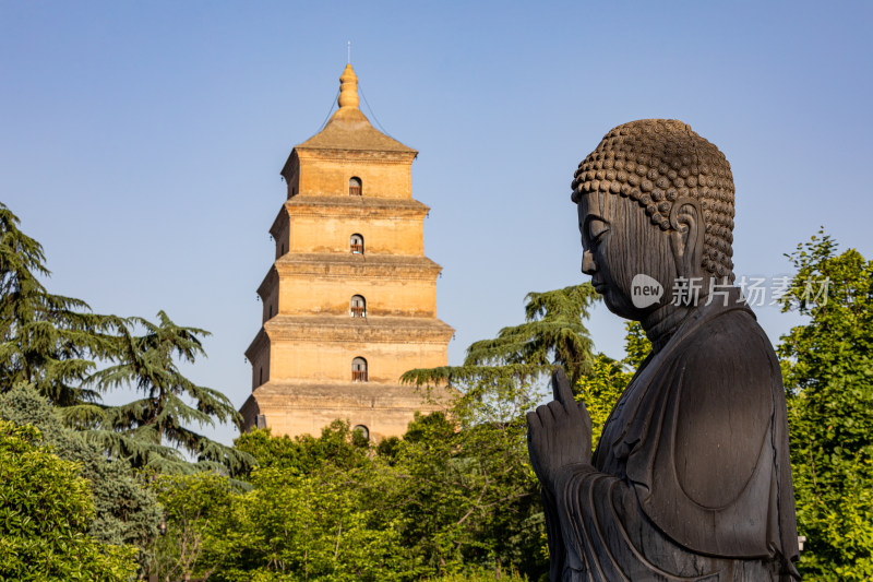 西安大雁塔大慈恩寺遗址公园释迦牟尼像景观