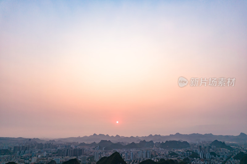 柳州城市清晨风光航拍