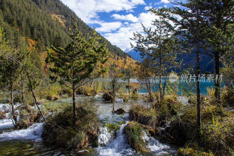 九寨沟秋色，犀牛海山林流水山景