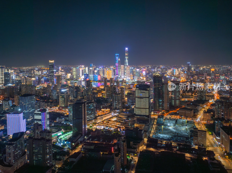 航拍上海现代都市摩天大楼陆家嘴外滩夜景