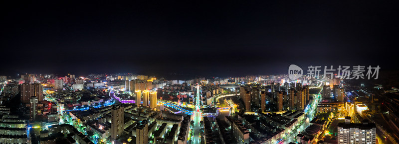 定西城市夜景航拍全景图