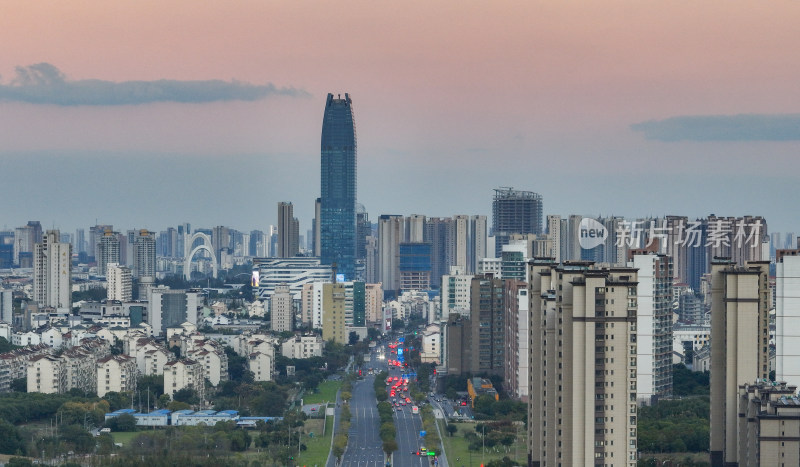 航拍昆山城区建筑风光大景