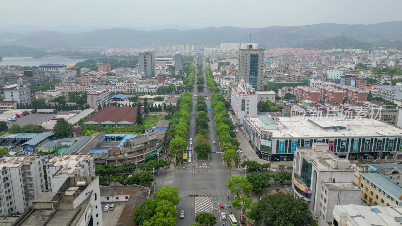 航拍云南弥勒城市风光