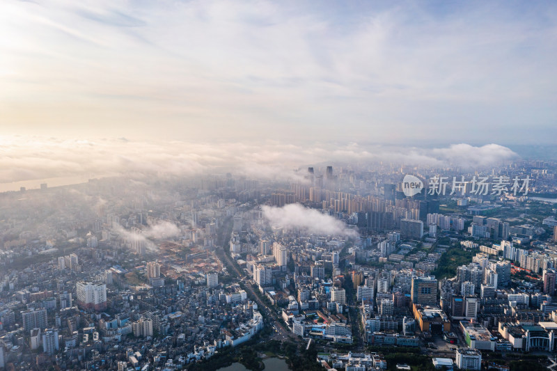 海口国贸CBD城市建筑群 云端高空航拍