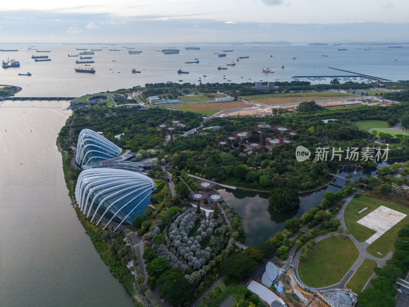 新加坡滨海湾金沙海滨奥林匹克蓝调夜景航拍