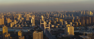 杭州拱墅区朝晖地区城市夕阳风光