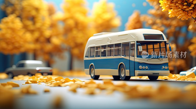 3D微缩景观，坐着大巴车出去旅游