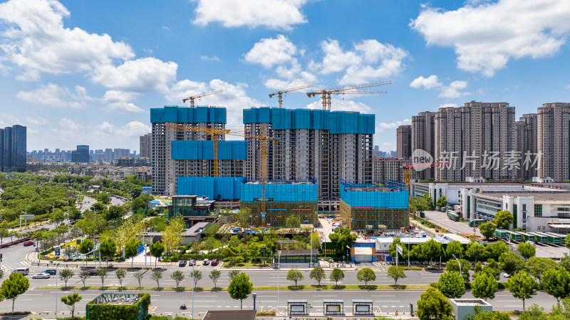 湖北武汉在建房地产开发居民小区建筑工地