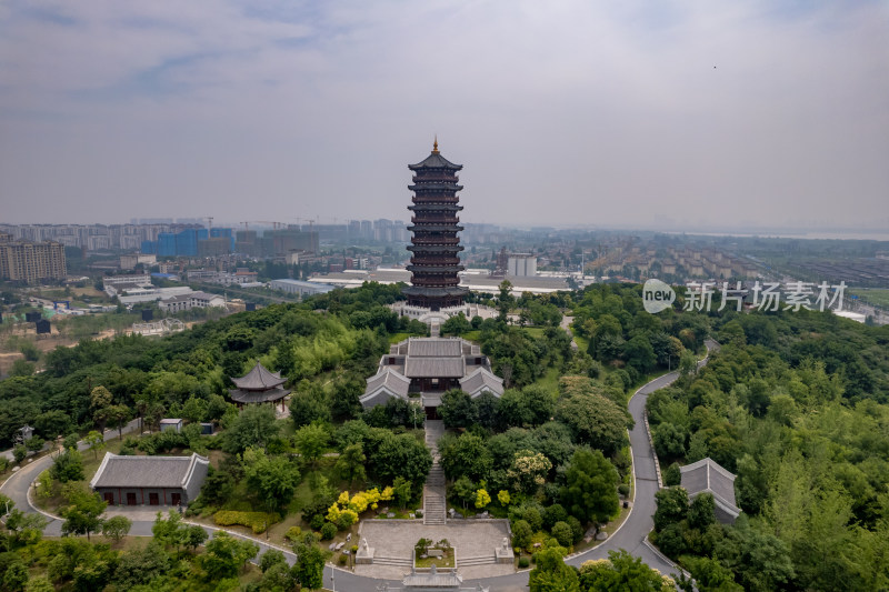 湖北襄阳城市风光旅游景区地标建筑航拍图