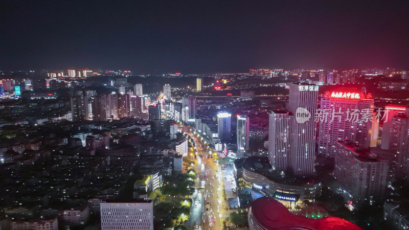 航拍泸州夜景中国酒城大剧院夜景摄影图