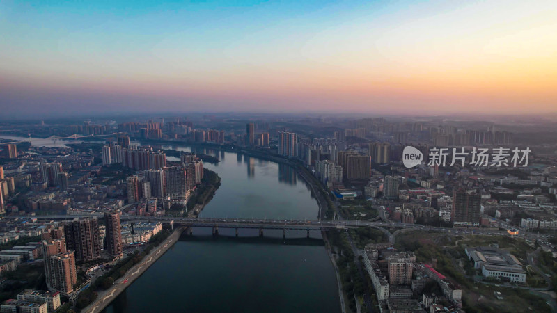 湖南衡阳日落晚霞夕阳火烧云航拍