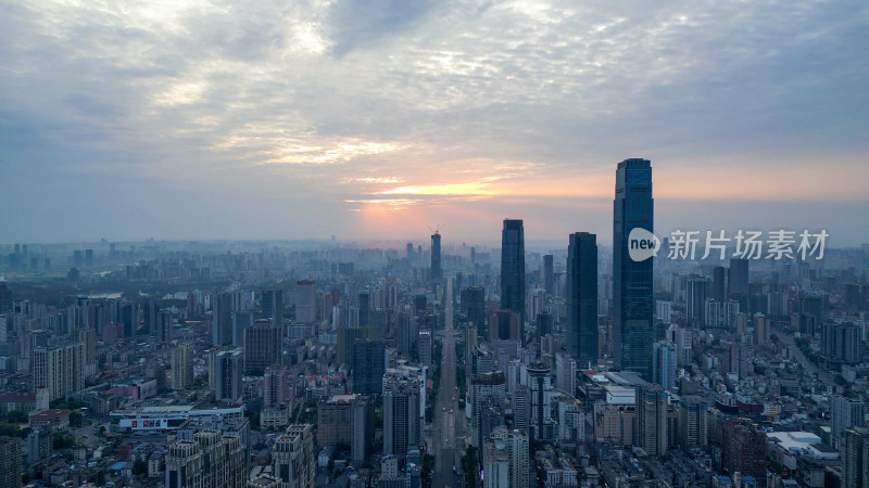 航拍湖南长沙五一商圈大景地标高楼