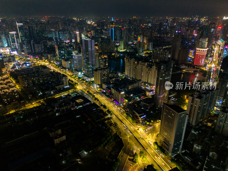 武汉夜景灯光航拍图