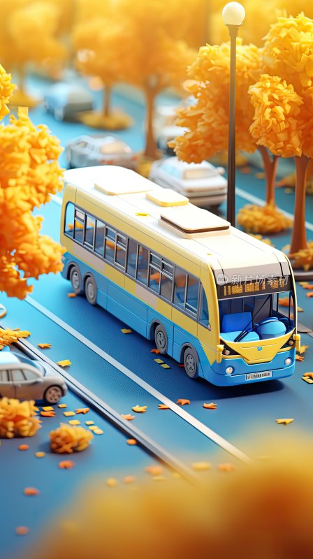 3D微缩景观，坐着大巴车出去旅游