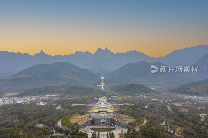 安徽九华山清晨航拍风光