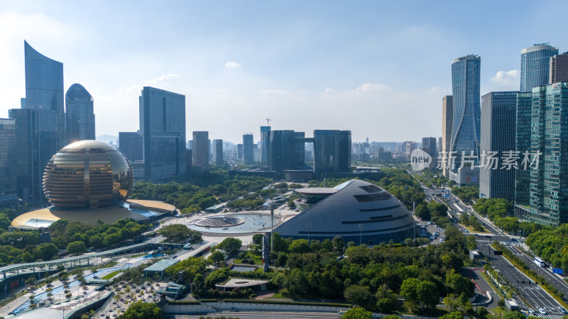 杭州市中心地标建筑航拍