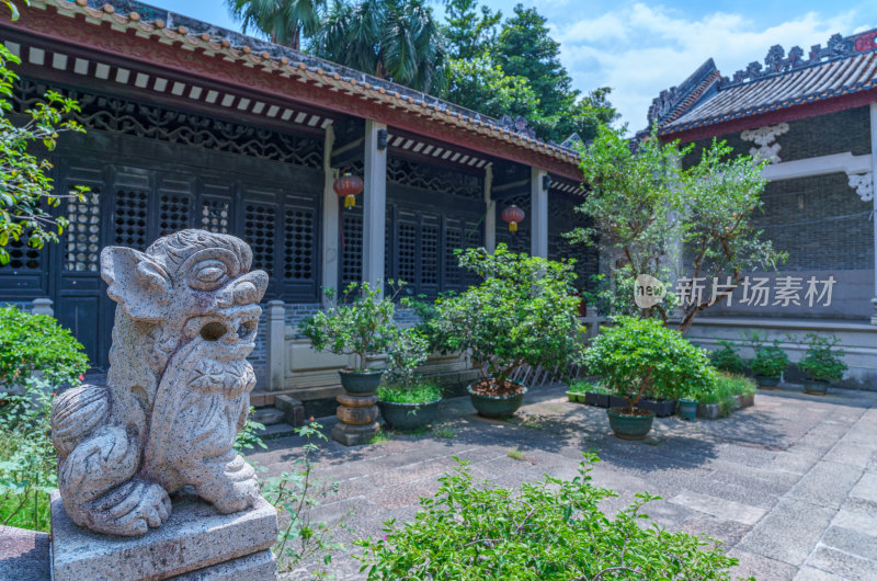 广州海珠小洲村简氏宗祠传统中式建筑庭院