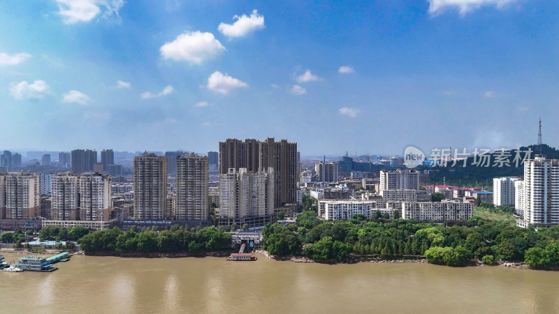 航拍湖北鄂州城市大景